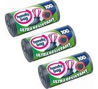 Handy Bag 3 Rolls of 10 Bin Liners, 100 L, Sliding Handles, Heavy Duty, Leakproof, 82 x 90 cm, Dark Grey, Opaque
