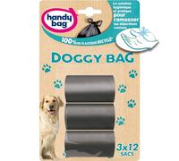 Handy Bag 3 Rolls of 12 Bags for Doggy Bag, 3 L, Compact Size, Pack of 3 Rolls, Black, Opaque