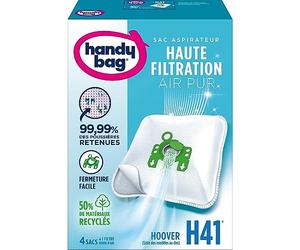 Handy Bag - H41 vacuum cleaner bags x4bags - Hoover compatible - 99.99% of dust retained - Easy closing - Allergen filter - 50% recycled materials, Greenray-tgp