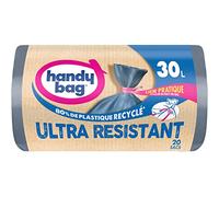 Handy Bag - Handy bin liners with extra strong 30L x 20 bags - Leak-proof bottom - Maximum sealing - Convenient tie attached at top of bag - 100% recycled plastic