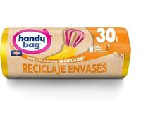 Handy Bag Recycling Bin Liners - Kitchen Trash Can Bags, Heavy Duty and Leakproof, with Self-Seal Tape and Triple Layer, 100% Recycled Plastic, 30L, 12 Bags