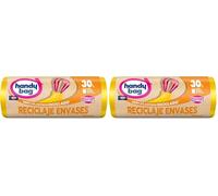 Handy Bag Recycling Bin Liners - Kitchen Trash Can Bags, Heavy Duty and Leakproof, with Self-Seal Tape and Triple Layer, 100% Recycled Plastic, 30L, 12 Bags (Pack of 2)