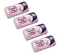 Handy Bag - Rolls of 20 Garbage Bags 10 L, For Bathroom, Hermetic Closure, Resistant, Anti-Leaks, 34 x 40 cm, White - Pack of 4