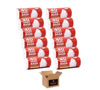 Handy Bags - Extra Strong Carrier Bags - Fits 15L Pedal Bin - Leak-Proof & Trash Sacks with Long Tie Handles - Durable Bin Liners for Kitchen, Bathroom, Office, Travel & Household (Pack of 12)