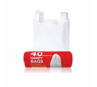 Handy Bags Pedal Bin Bag Extra Strong Carrier Bags Leak Proof Shopping Bag Roll Refuse Sacks Tie Handles Bin Liners Waste Bags Kitchen Office Essentials Home Accessories White 15 Litre (Pack Of 40)