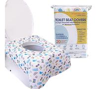 Handy Basix XL Full Coverage Disposable Toilet Seat Covers for Kids, Adults & Potty Training, Waterproof Protection from Germs, 20 Pcs - Single Wrapped (Good Vibes)