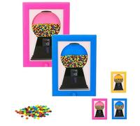 Handy Candy Frame Dispenser, Candy Dispenser Picture Frame -Wall Mounted Creative Sweet Dispensers Frames, For Kids and Pets, Perfect for Candies Nuts Dog Cat Treats Holiday Presents (Blue+Pink)