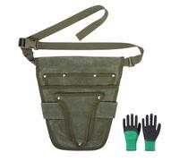 Handy Garden Tool Belt - Heavy Duty Small Bag Pouch with Multiple Pocket, Adjustable Waist Belt Outdoor Gardening Belt Pouch with Protective Gloves for Women Men Gardeners Carpenters Builders Joiners