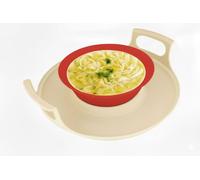 Handy Gourmet Microwave Cool Caddy w/Handles - Carrying Tray for Bowls, Plates - Milkshake Tan