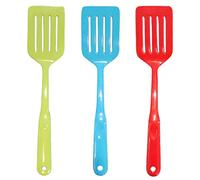 Handy Housewares 12.5" Long Handled Colorful Melamine Slotted Cooking Turner Spatula (3 Pack, All 3 Colors)