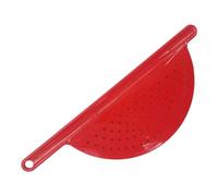 Handy Housewares Hand Held Plastic Pot Drainer, Pasta Noodle Veggie Strainer with Handle - Fits up to 9" Pot - Red