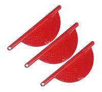 Handy Housewares Handheld Plastic Pot Drainer, Noodle & Pasta Strainer with Handle - Fits up to 9" Pots - Red (3 Pack)