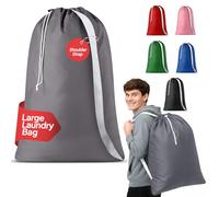 Handy Laundry Bag Shoulder Strap Extra Large - Drawstring Locking Closure, Durable Material, Heavy Duty Stitching, Hands Free Carrying - Perfect College Dorm (Grey, 30" x 40")