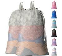 Handy Laundry Extra Large Mesh Laundry Bags 2-Pack - Heavy Duty with Handles & Drawstring, Machine Washable, Portable Laundry Sacks for College Dorm, Camp, Travel, Bedding & Clothes Storage, Grey