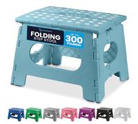 Handy Laundry Folding Lightweight Step Stool - Sturdy Enough to Support Adults and Safe Enough for Kids - Opens Easy with One Flip - Great for Kitchen, Bathroom or Bedroom (Teal - 9 Inch)