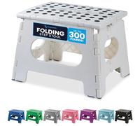 Handy Laundry Folding Lightweight Step Stool - Sturdy Enough to Support Adults and Safe Enough for Kids - Opens Easy with One Flip - Great for Kitchen, Bathroom or Bedroom (White - 9 Inch)