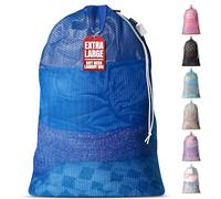Handy Laundry Mesh Laundry Bag 24 x 36 Inches - Extra Large Heavy Duty Bag with Handles & Shoulder Strap, Breathable, Machine Washable for Dorm, Travel, Bedding & Storage - Blue