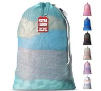 Handy Laundry Mesh Laundry Bag 24 x 36 Inches - Extra Large Heavy Duty Bag with Handles & Shoulder Strap, Breathable, Machine Washable for Dorm, Travel, Bedding & Storage - Teal
