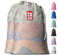 Handy Laundry Mesh Laundry Bags 24 x 36 Inches, 2-Pack - Extra Large Heavy Duty Bag with Handles & Shoulder Strap, Breathable, Machine Washable for Dorm, Travel, Bedding & Storage - Grey