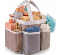 Handy Laundry Mesh Shower Caddy - 7 Pocket Portable Bathroom Organizer Tote for Travel, Gym & Dorm - Collapsible Small Shower Caddy Bag to Hold Toiletries & Essentials (Grey)