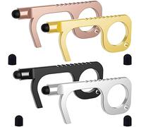 Handy Non-Touch Door Opener - Heavy-Duty Reusable Stylus Keychain - Germ Key Tool (4 Pack)