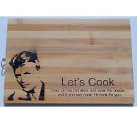 Handy Stamps Novelty David Bowie Themed Bamboo Chopping/Serving Board with Engraved Design, Large Kitchen Board (34 cm x 24 cm) with Hanging Ring, 'Let's Cook' Quote