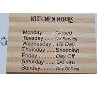 Handy Stamps Wooden Kitchen Hours Novelty Chopping/Serving Board with Ring Hook, Bamboo Chopping Board with Engraved Weekly Menu, 34 x 24 cm