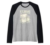 Handyman If It Breaks Call Me Mechanic Raglan Baseball Tee