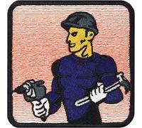 Handyman patch craftsman sticker embroidered iron-on fabric applique for clothing | artisan workwear emblem for all fabrics | handyman equipment | 75x75 mm