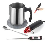 handysienda Candle Making Kit Supplies for Adults, DIY Soy Candle Make Set for Beginners, with Heat Gun, 900ml Pouring Pot Metal Pitcher, Thermometer, Candle Making Accessories