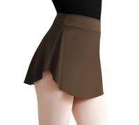 Hanebel Women Ballet Skirts Pull On Dance Skirt for Adult, Mini Elastic, Brown, XL