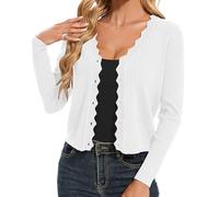 HANERDUN Cardigans for Women Casual Cardigan Open Front Button Down Cardigans Long Sleeve V Neck Knitted Lightweight Outerwear White