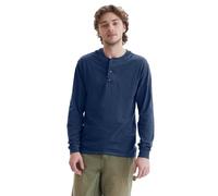 Hanes Beefy-T Long Sleeve Henley, Navy Heather, XL