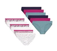 Hanes Bikini Underwear, Stretch Cotton Panties for Girls, Assorted, 12-Pack, Purple, Blue, Pink, Floral Print, Stripe Print, Dot Print, 14