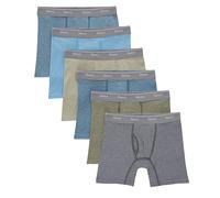 Hanes Boys' Big Originals Underwear Boxer Briefs Pack, Blue Oasis & Assorted, 6-Pack, Tan, Blue Oasis, Cargo Olive, Grey, S