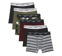 Hanes Boys' Big Originals Boxer Briefs Underwear Pack, Olive Palm Print & Assorted, 6-Pack, Black, Cargo, Olive Palm, Maroon, Stripe, M