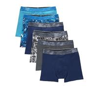 Hanes Boys' 6 Pack Performance Boxer Briefs Assorted Solid Prints, blue/grey, S