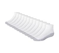 Hanes Boys' Socks, Double Tough Cushioned Ankle and No Show, 12-Pair Packs, Ankle - White/Grey Bottom - 12 Pack, S
