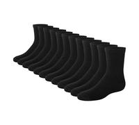Hanes Boys' Socks, Double Tough Cushioned Crew Socks, 12-pair Packs, Black, Medium
