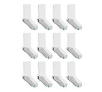 Hanes Boys' Socks, Double Tough Cushioned Crew Socks, 12-pair Packs, White/Grey Bottom, Medium