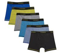 Hanes Boys Underwear, Cool Comfort Stretch Mesh Boxer Briefs, 6-Pack, Blue Black Assorted, S (Pack of 6)