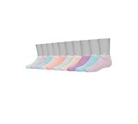 Hanes Girls' Big Comfort Soft No-Show, Stretch Ankle Sock, Assorted, 10-Pack, Pink/Lavender/Teal, Medium