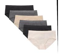 Hanes Girls' Big Hipster Underwear Pack, Seamless Comfort Tween Panties, Assorted Colors, 6-Pack, Ivory, Beige, Grey, Black, X-Large