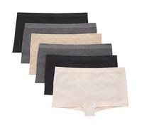Hanes girls Boyshort Underwear Pack, Seamless Comfort Tween Panties, Assorted, 6-pack Briefs (pack of 6), Ivory, Beige, Grey, Black, M