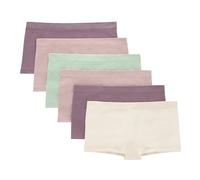 Hanes girls Boyshort Underwear, Seamless Comfort Tween Panties, Fashion Assorted, 6-pack Boy Short Panties (pack of 6), Ivory, Mint, Pink, Plum, M