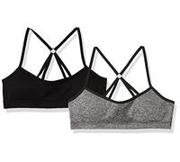 Hanes Girls' ComfortFlex Fit Seamless Racerback 2-Pack Training Bra, Gravel Grey, Large (Pack of 2)