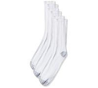 Hanes Girls' Double Tough Crew Socks 6-Pair Pack, Available in Big & Tall Casual, White/Grey Foot Bottom, X-Large (Pack of 6)