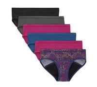 Hanes Girls' Hipster Underwear, Comfort, Period. Panties, Moderate Protection, 6-pack, Hipster - Multi - 6 Pack, 14