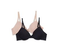 Hanes Girls' Molded Underwire Bra 2 Pack, Black/Nude, 32A