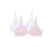 Hanes Girls' Molded Underwire Bra 2 Pack, Opaque NA, Rosy/White, 30A (Pack of 2)